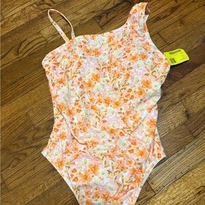 Kona Sol Women’s Floral One Piece in Orange and Pink